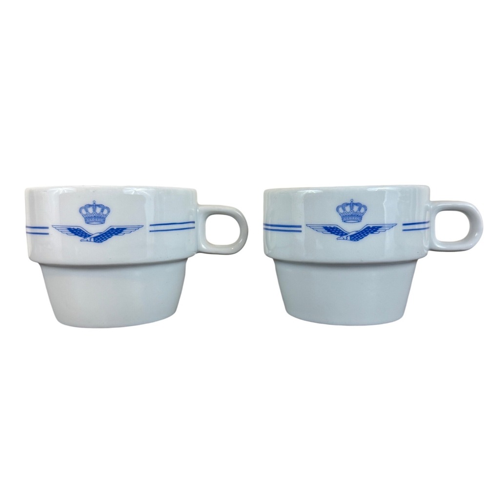 VTG Set of TWO Royal Mosa Holland Ceramic Cups Netherlands Airforce‎ Crest
